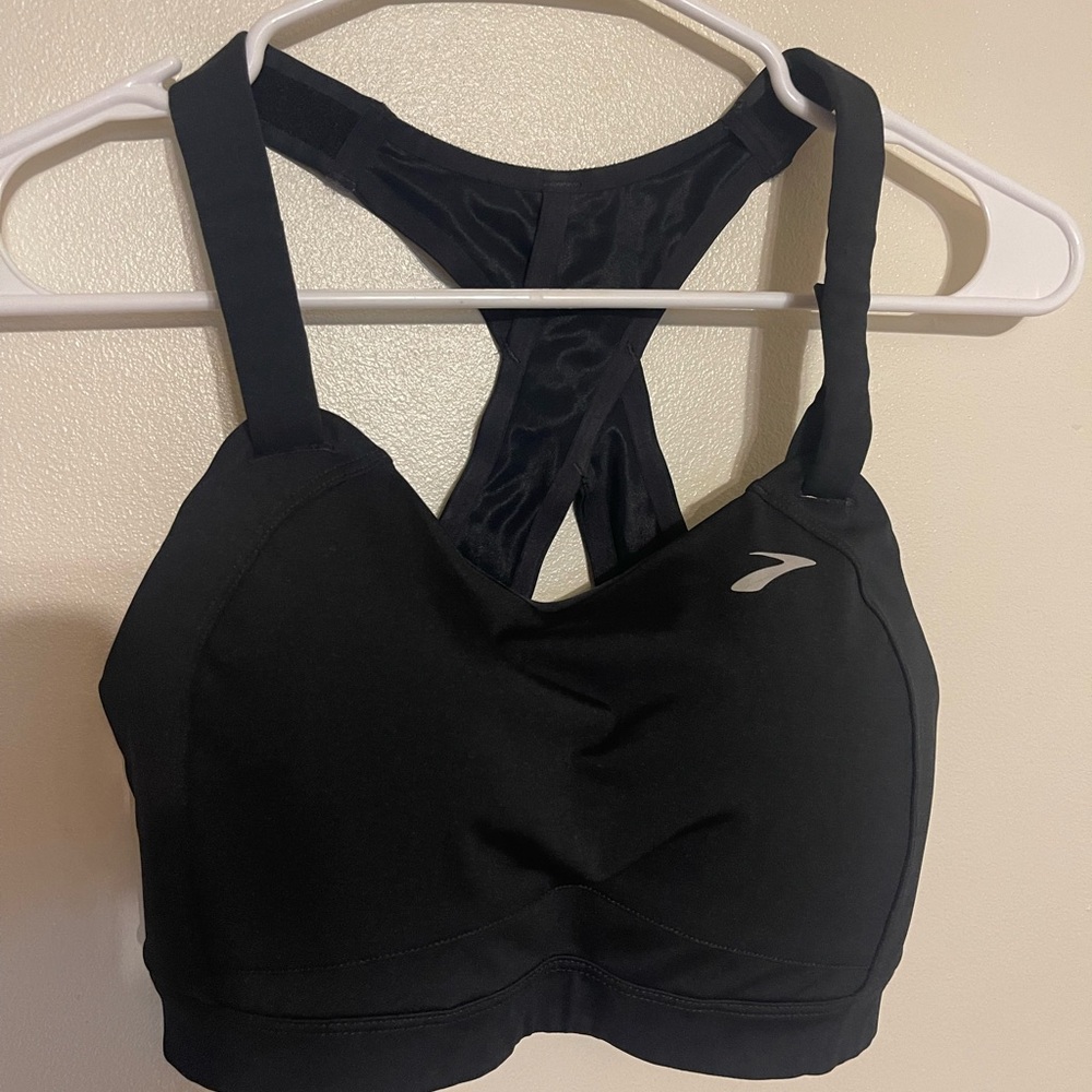 Brooks Black Sports Bra with Racerback Design